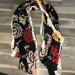 Primark Black & Multicolor Floral Scarf One Size